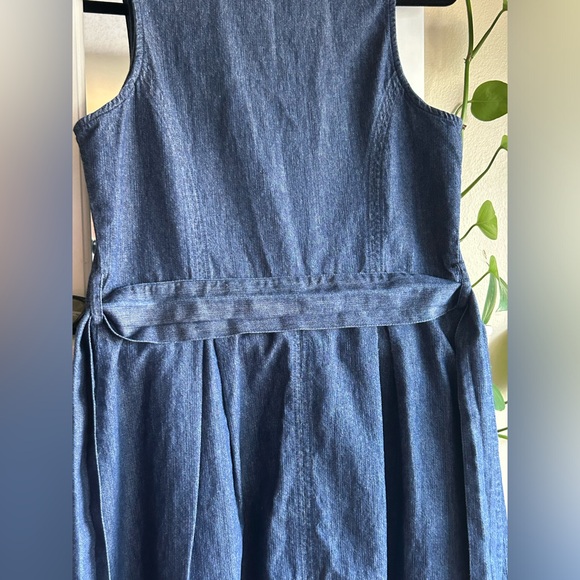 THRE3 Sleeveless Dark Blue Denim Vibes Button Up Fit & Flare Belted Dress EUC - Picture 10 of 16